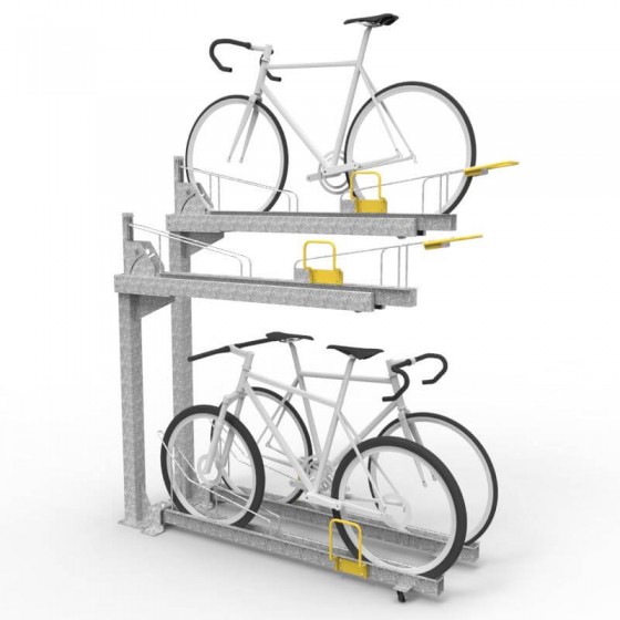 e3dt gp two tier dynamic bike racks with bikes perspective