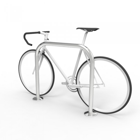 cbr1b stainless steel bike rail with bike perspective
