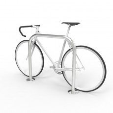cbr1b stainless steel bike rail with bike perspective